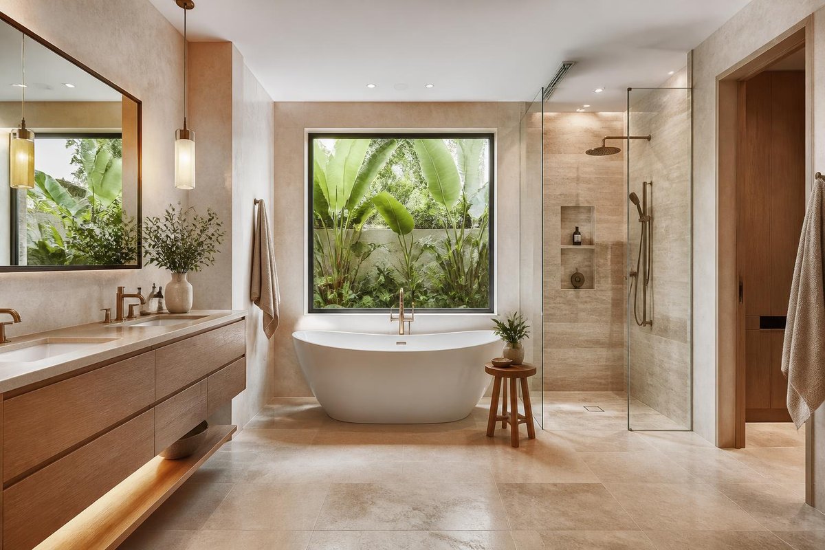 Spa bathroom with soaking tub