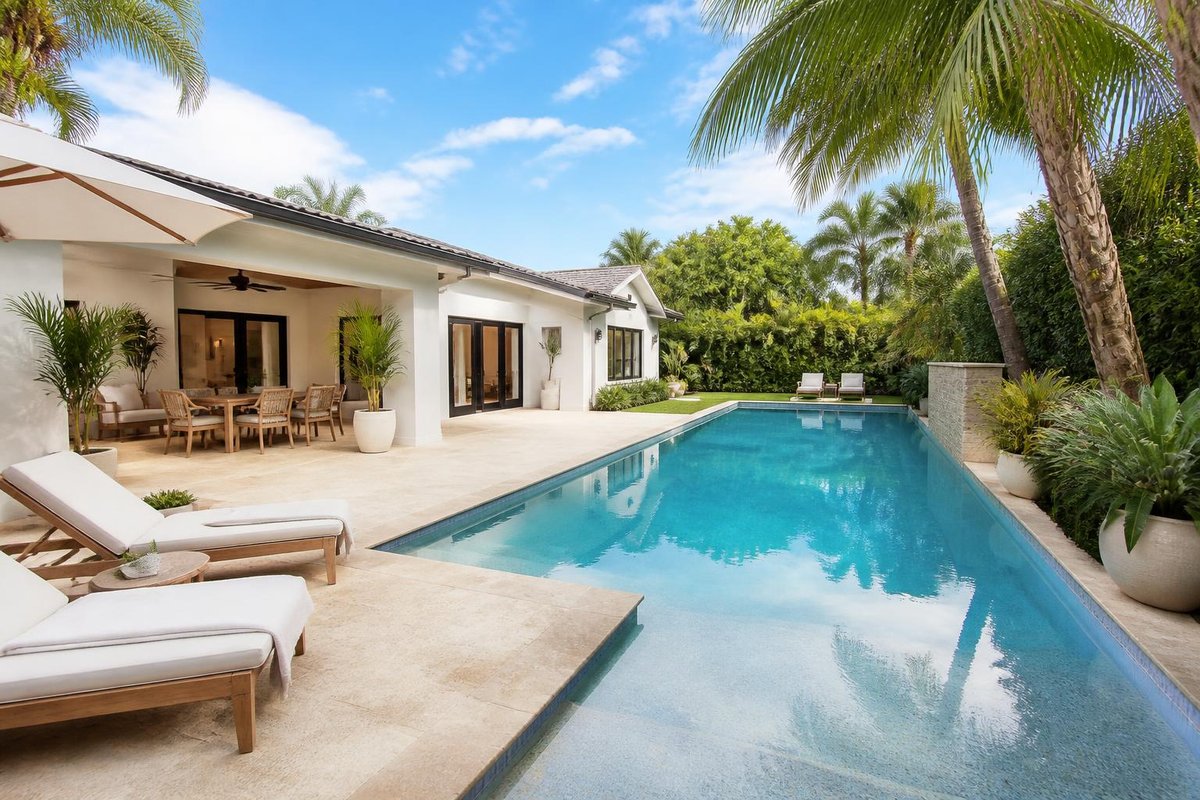 Saltwater pool and covered patio